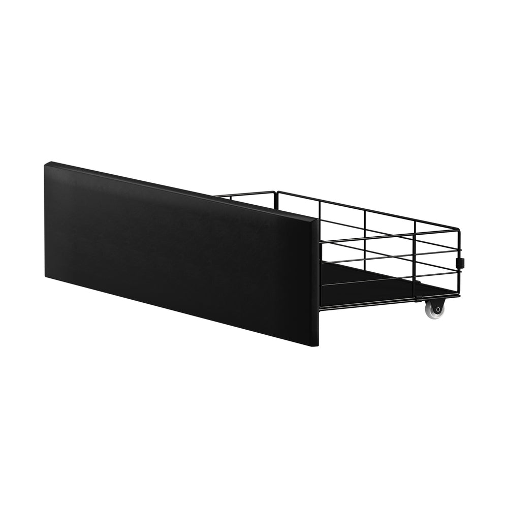 Oikiture 4x Trundle Drawers for Bed Frame with Wheels Metal Black