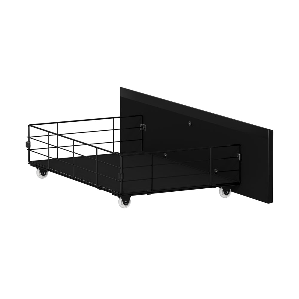 Oikiture 4x Trundle Drawers for Bed Frame with Wheels Metal Black
