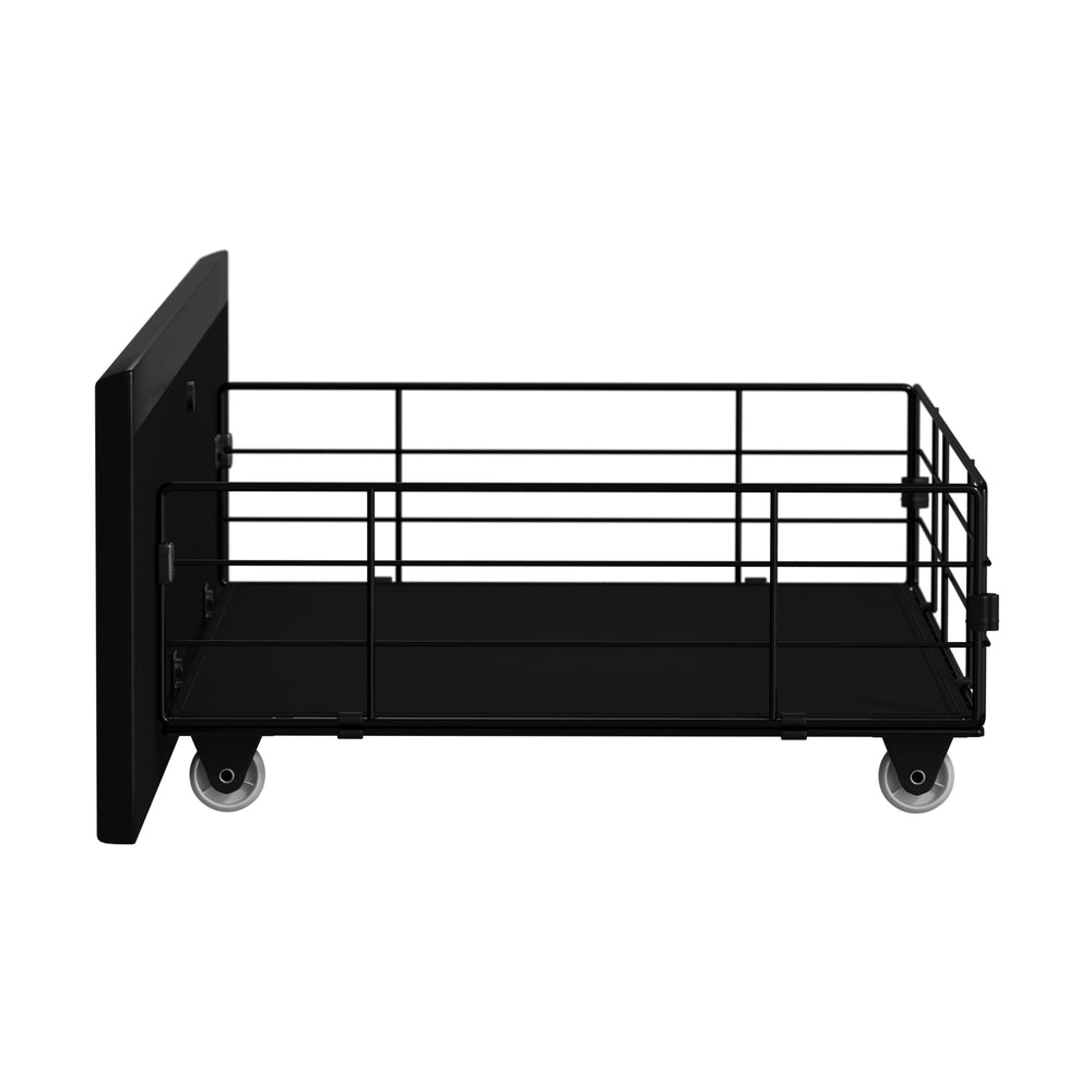 Oikiture 4x Trundle Drawers for Bed Frame with Wheels Metal Black
