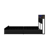 Oikiture Bed Frame Queen Size LED Storage Bedhead 4 Drawers Leather - Close-Up Angle