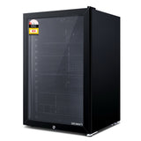 Devanti 115L Bar Fridge Glass Door w/Light Black - Low Angle