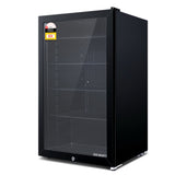 Devanti 98L Bar Fridge Glass Door Mini Fridges Freezer Black - Low Angle