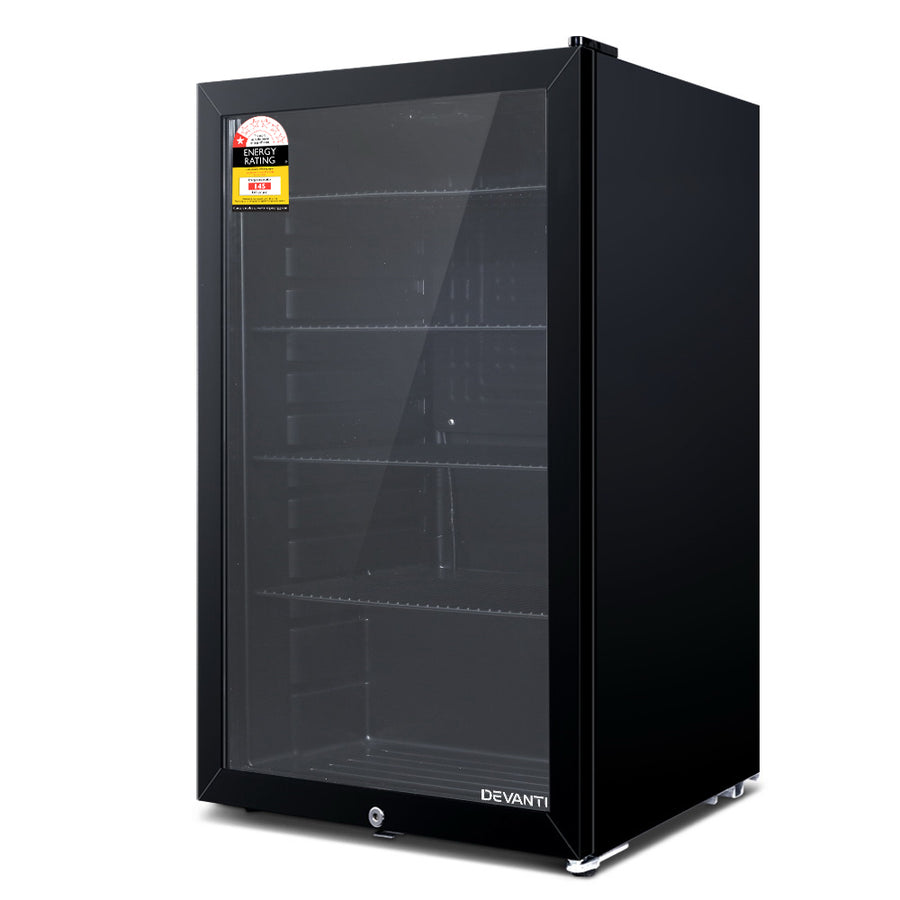 Devanti 98L Bar Fridge Glass Door Mini Fridges Freezer Black, image 8