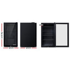 Devanti 98L Bar Fridge Glass Door Mini Fridges Freezer Black, image 2
