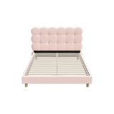 Oikiture Bed Frame Double Size Tufted Bedhead Boucle Fabric Pink - Rear View