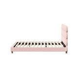 Oikiture Bed Frame Double Size Tufted Bedhead Boucle Fabric Pink
