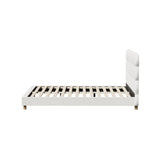 Oikiture Bed Frame Double Tufted Bedhead Boucle Fabric White