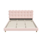 Oikiture Bed Frame King Size Tufted Bedhead Boucle Fabric Pink