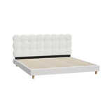 Oikiture Bed Frame King Tufted Bedhead Boucle Fabric White