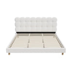 Oikiture Bed Frame King Tufted Bedhead Boucle Fabric White, image 6