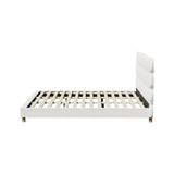 Oikiture Bed Frame King Tufted Bedhead Boucle Fabric White