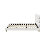 Oikiture Bed Frame King Tufted Bedhead Boucle Fabric White, image 5