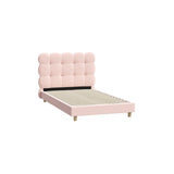 Oikiture Bed Frame King Single Tufted Bedhead Boucle Fabric Pink