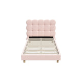 Oikiture Bed Frame King Single Tufted Bedhead Boucle Fabric Pink