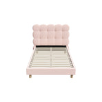 Oikiture Bed Frame King Single Tufted Bedhead Boucle Fabric Pink