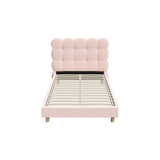 Oikiture Bed Frame King Single Tufted Bedhead Boucle Fabric Pink - Rear View