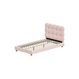 Oikiture Bed Frame King Single Tufted Bedhead Boucle Fabric Pink - 45-Degree Angle