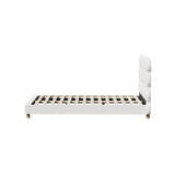 Oikiture Bed Frame King Single Tufted Bedhead Boucle Fabric White - Close-Up Angle