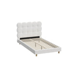 Oikiture Bed Frame King Single Tufted Bedhead Boucle Fabric White - Extra Image