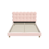 Oikiture Bed Frame Queen Size Tufted Bedhead Boucle Fabric Pink