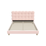 Oikiture Bed Frame Queen Size Tufted Bedhead Boucle Fabric Pink - Front View