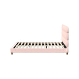 Oikiture Bed Frame Queen Size Tufted Bedhead Boucle Fabric Pink - Top-Down View