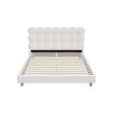 Oikiture Bed Frame Queen Tufted Bedhead Boucle Fabric White