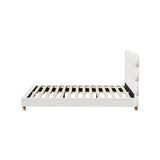 Oikiture Bed Frame Queen Tufted Bedhead Boucle Fabric White - 45-Degree Angle
