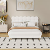 Oikiture Bed Frame Queen Tufted Bedhead Boucle Fabric White - Top-Down View