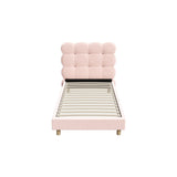 Oikiture Bed Frame Single Size Tufted Bedhead Boucle Fabric Pink