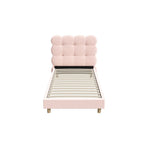 Oikiture Bed Frame Single Size Tufted Bedhead Boucle Fabric Pink, image 6
