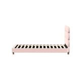 Oikiture Bed Frame Single Size Tufted Bedhead Boucle Fabric Pink - Close-Up Angle