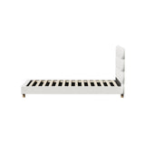 Oikiture Bed Frame Single Tufted Bedhead Boucle Fabric White