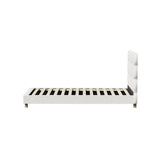 Oikiture Bed Frame Single Tufted Bedhead Boucle Fabric White - Front View