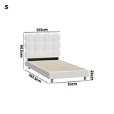 Oikiture Bed Frame Single Tufted Bedhead Boucle Fabric White - Extra Image