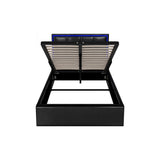 Oikiture Bed Frame King Single RGB LED Gas Lift Storage Base Leather