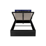 Oikiture Bed Frame King Single RGB LED Gas Lift Storage Base Leather - Side View