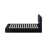 Oikiture Bed Frame King Single RGB LED Gas Lift Storage Base Leather - Low Angle