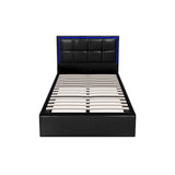 Oikiture Bed Frame King Single RGB LED Gas Lift Storage Base Leather - Top-Down View