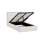 Oikiture Bed Frame King Single RGB LED Gas Lift Storage Base White Boucle