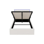 Oikiture Bed Frame King Single RGB LED Gas Lift Storage Base White Boucle