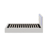 Oikiture Bed Frame King Single RGB LED Gas Lift Storage Base White Boucle