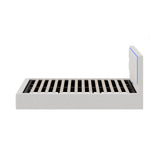 Oikiture Bed Frame King Single RGB LED Gas Lift Storage Base White Boucle - Top-Down View