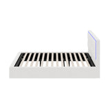 Oikiture Bed Frame Queen Size RGB LED Gas Lift Storage Base White Boucle