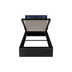 Oikiture Bed Frame Single Size RGB LED Gas Lift Storage Base Leather