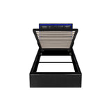 Oikiture Bed Frame Single Size RGB LED Gas Lift Storage Base Leather - 45-Degree Angle