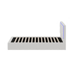 Oikiture Bed Frame Single RGB LED Gas Lift Storage White Boucle