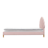 Oikiture Bed Frame with Mattress Single Size Pink Velvet
