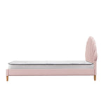 Oikiture Bed Frame with Mattress Single Size Pink Velvet, image 2