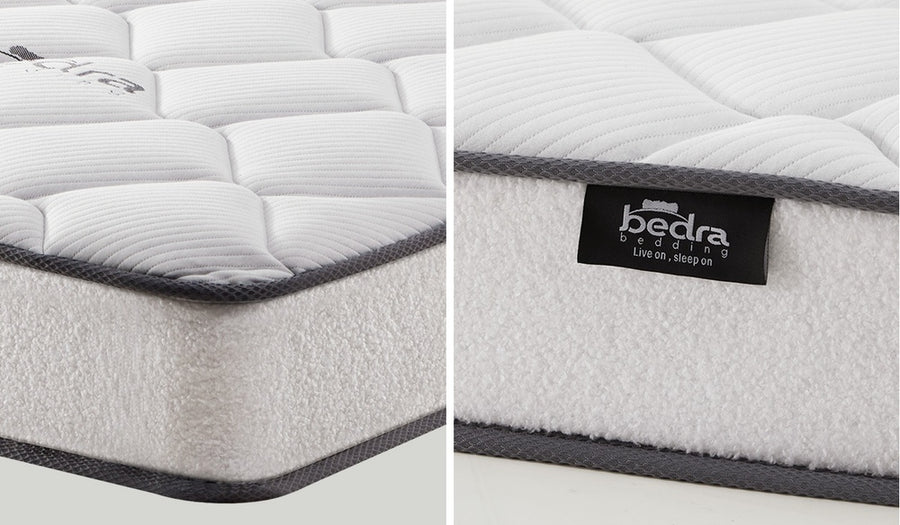 Oikiture Bed Frame with Mattress Single Size Pink Velvet, image 5
